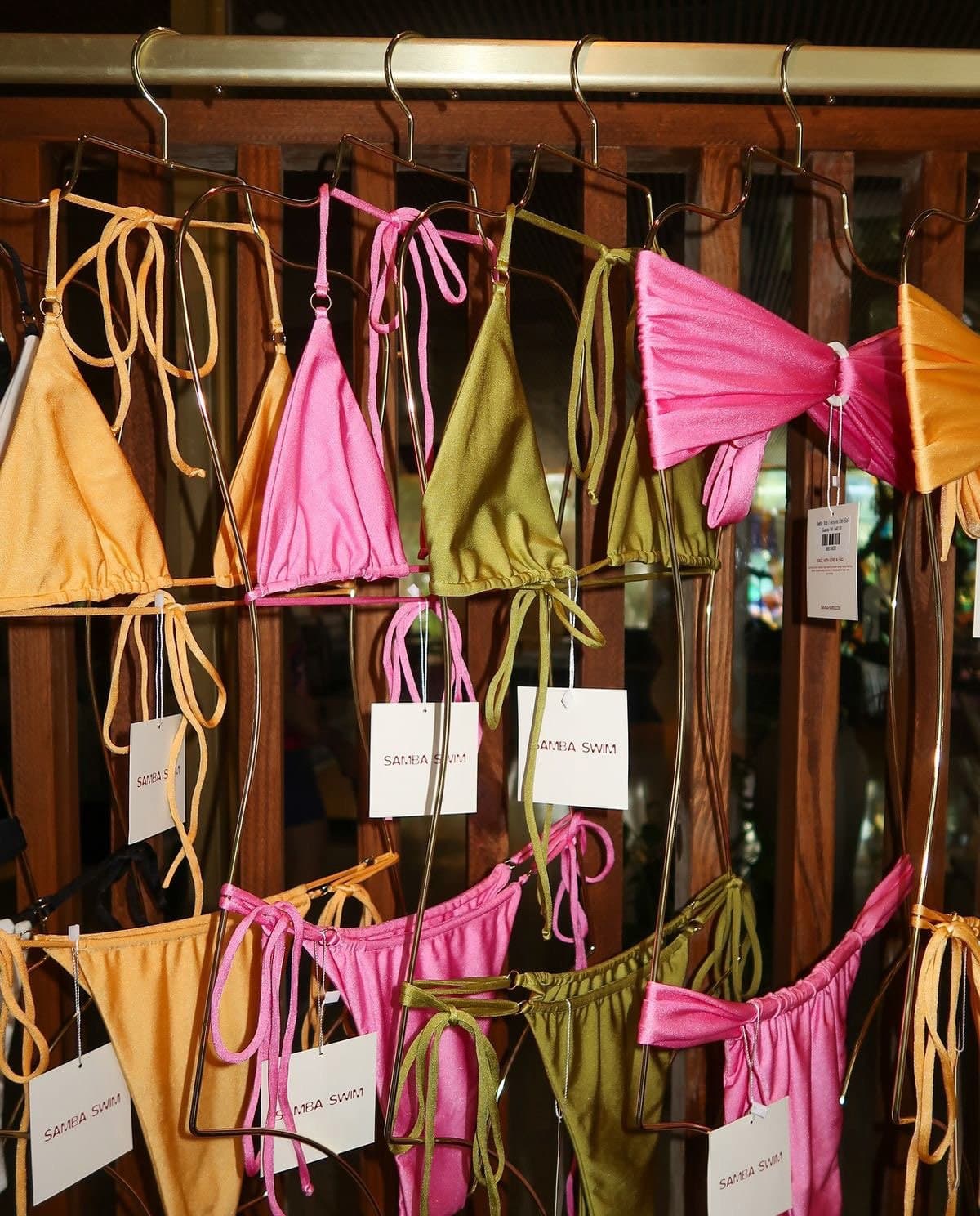 Bikini samples on a rail